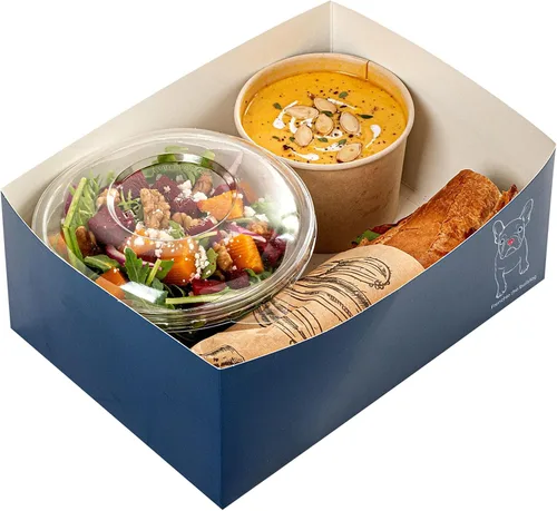 Vista 21 de Restaurantware Bio Tek - Bandejas de hamburguesas de 8.4 x 6 x 3.5 pulgadas, 100 bandejas de papel desechables para alimentos, bandejas de papel