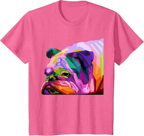 Vista 42 de Camiseta de retrato pop artístico de bulldog británico inglés para dueños de perros, Negro, S