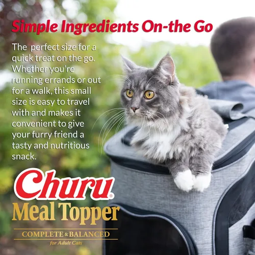 Vista 2 de INABA Churu - Cubrecomida para gatos, completa y equilibrada, cremosa, para lamer puré para gatos, tubo de 0.5 onzas, 24 tubos (4 por paquete)