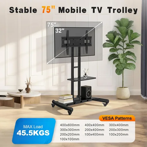 Vista 7 de North Bayou Universal Mobile soporte universal para carro de TV con soporte para pantallas de panel plano plasma LCD LED y pantallas de 32 a 65