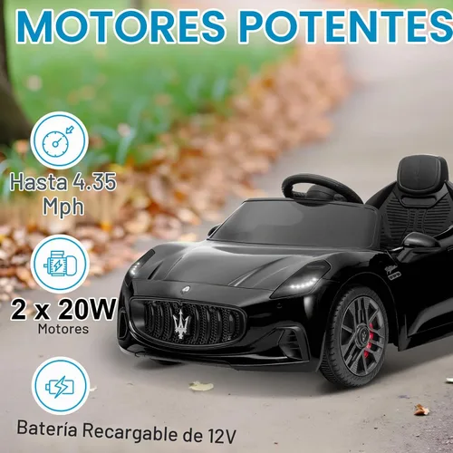 Vista 4 de Winado Maserati - Coche eléctrico con licencia de 12 V para niños pequeños Negro