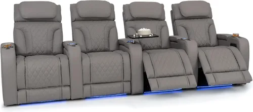 Vista 22 de Seatcraft Luminis 365 - Asiento de cine en casa (fila de 2 biplazas), color carmesí