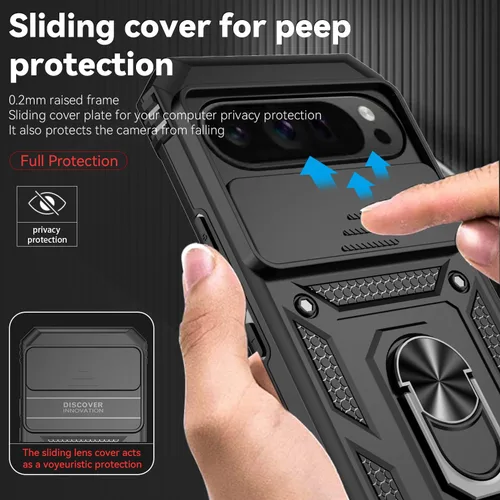 Vista 4 de Funda para Google Pixel 9 Pro XL con cubierta para lente de cámara, protector de pantalla HD, doble capa de grado militar a prueba de caídas