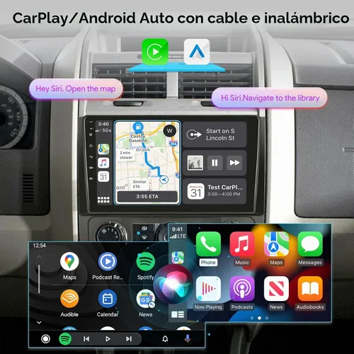 Vista 4 de [2+64GB] Radio de coche para Ford Escape Kuga Mazda Tribute 2007-2012, 9 pulgadas Android 13 pantalla táctil estéreo, Carplay/Android