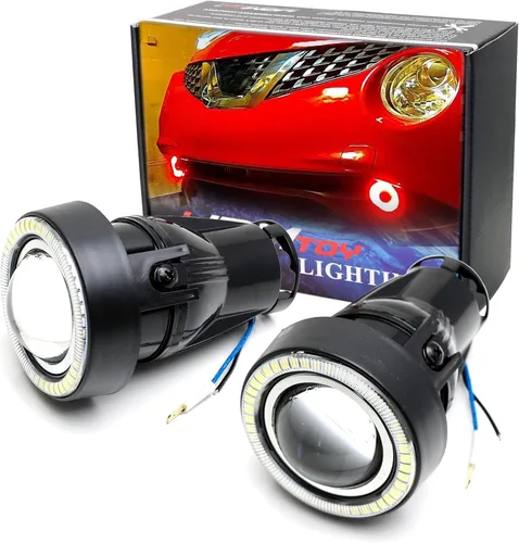 Vista 15 de iJDMTOY - Ajuste universal, 3 pulgadas, lámparas de luz antiniebla con ledes 40-SMD, halógenas, anillos Angel Eyes, para cualquier auto., Blanco