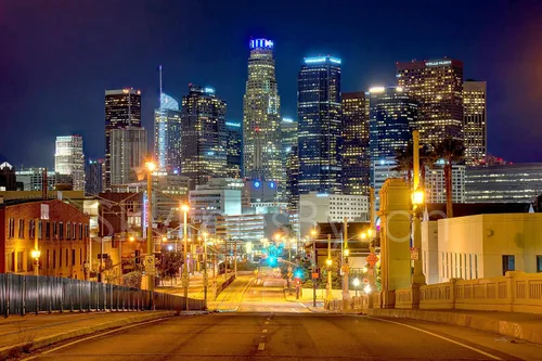 Vista 2 de Póster fotográfico de Los Ángeles Skyline Night sin marco, vista desde el este de Los Ángeles, 12 x 18 pulgadas, panorama fotográfico