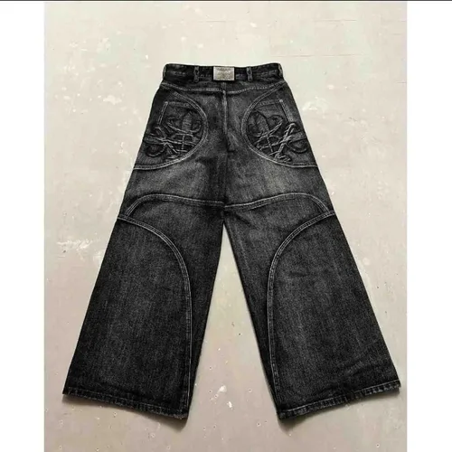 Vista 3 de Pantalones de pierna ancha para hombre - Jeans góticos rectos sueltos para mujer
