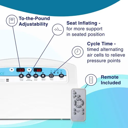 Vista 5 de MedVance Sistema médico de reemplazo de colchón de baja pérdida de aire con alarma, 8 pulgadas con funda acolchada, totalmente digital con control
