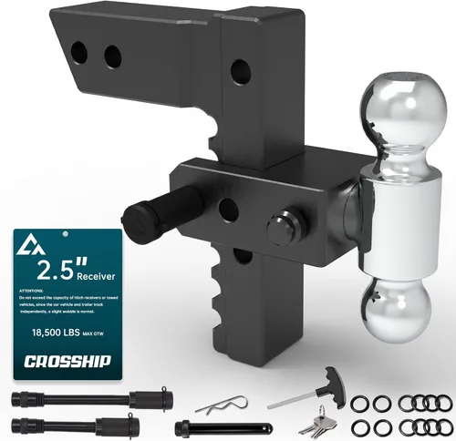 Vista 14 de Enganche de remolque ajustable – Enganche de barra de tracción de caída de aluminio resistente – Se adapta a receptor de 2 pulgadas, caída/elevación