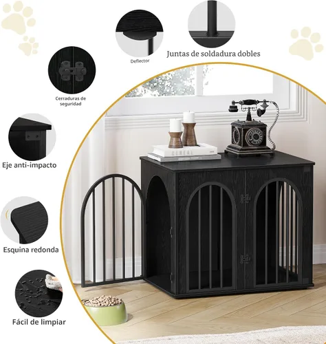 Vista 9 de Hzuaneri Jaula de Madera para Perros de 26.8'', Muebles de Jaula para Perros de Interior, Jaula para Perros Pequeños, Jaulas de Servicio Pesado