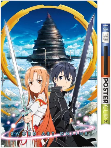 Vista 17 de Trends International Sword Art Online - Póster de pared Key Art 1, 14.72 x 22.37 pulgadas, versión enmarcada de madera de granero