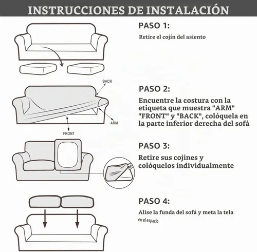 Vista 4 de URBANLIFE Funda elástica para sofá de 3 piezas, lavable a máquina, para sofá de 2 cojines, súper elástico, antideslizante, protector de muebles