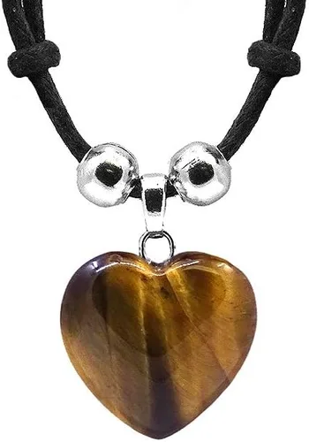 Vista 5 de Collar ajustable con dije de cristal curativo en forma de corazón, joyería de chakras hecha a mano para mujer, accesorios bohemios Negro Onyx