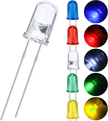Vista 2 de EBOOT Kit surtido de 100 bombillas LED transparentes, diodos de emisión de luz, 0.2 pulgadas (5 colores)