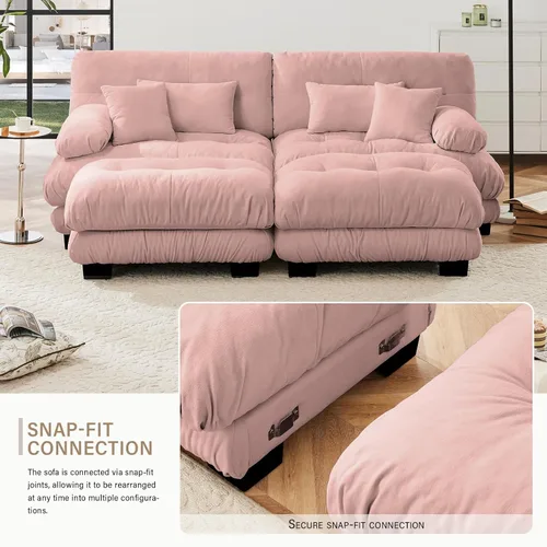 Vista 32 de Sofá Seccional Modular Extragrande de 93.7 pulgadas, Sofá de Dos Plazas Cloud Couch con Almohadas y Cojín Extra Grueso para Sala de Estar, Cine