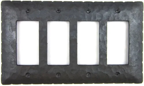Vista 3 de Rustic Rancho - Cubierta de placa de interruptor Quad Decora de hierro forjado EPH145 (negro)