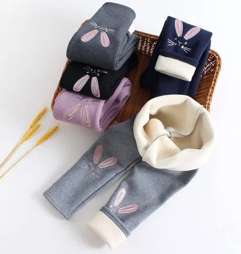 Vista 9 de Leggings de invierno para niñas pequeñas, con forro polar, básicos, de algodón grueso, térmicos, pantalones de longitud completa, ropa para niños
