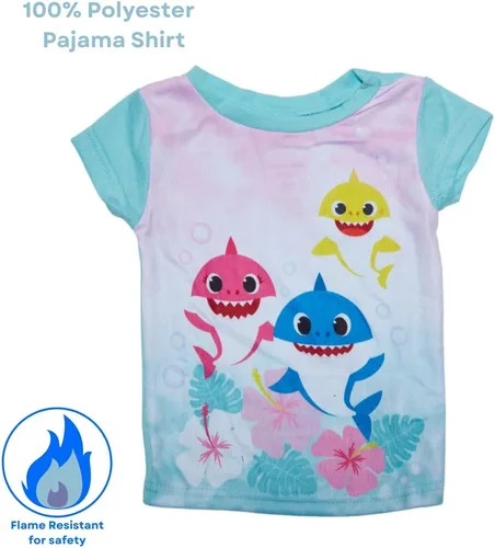 Vista 5 de Nickelodeon Conjunto de pijama de tiburón bebé, ropa de dormir de 2 piezas para niños pequeños y niños pequeños, 2T - 4T, Multi