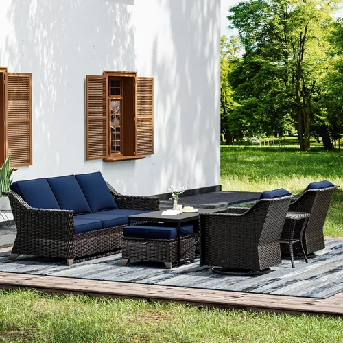 Vista 54 de Joyside Juego de 2 sillas de mimbre para patio, muebles de ratán para exteriores con reposabrazos anchos y cojines gruesos, tamaño grande mejorado
