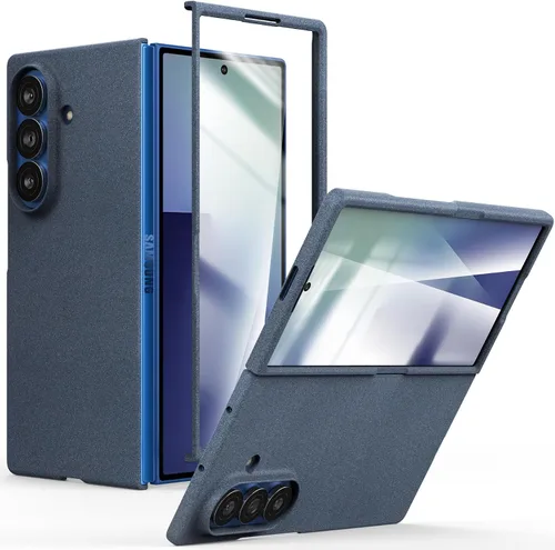 Vista 17 de Funda delgada para Galaxy Z Fold 5, [película de pantalla frontal dura transparente incorporada + parte trasera de policarbonato duro]