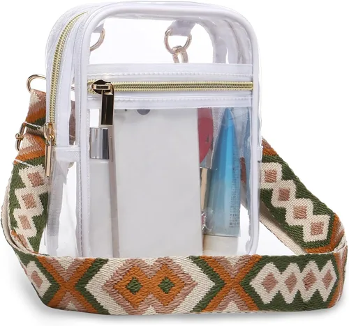 Vista 34 de Bolso cruzado aprobado por estadios para mujer, bolsa transparente para estadios para eventos deportivos, conciertos