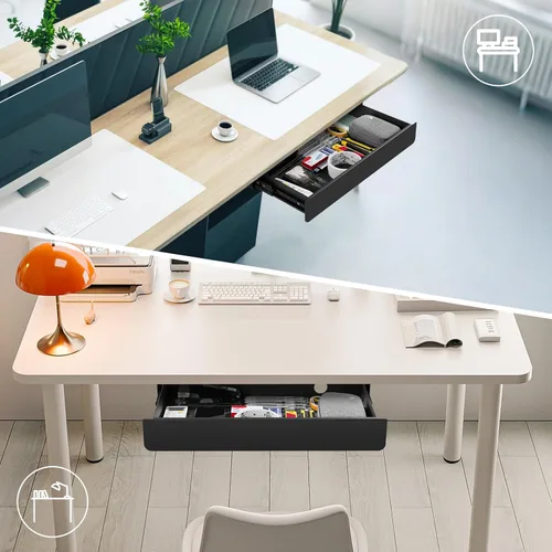 Vista 7 de KHAMAL Cajón Deslizante para Debajo del Escritorio Grande - Cajón para Debajo de la Mesa 17.32" x 9.25", Organizador de Almacenamiento Extraíble