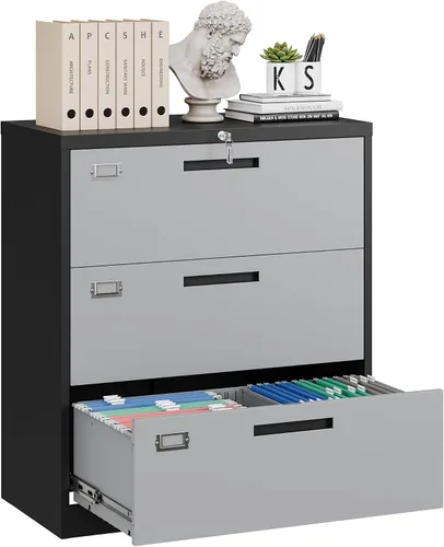 Vista 11 de Yizosh Archivador de 2 cajones con cerradura, gabinete de almacenamiento de archivos de oficina con bloqueo de metal con cajones, organizador