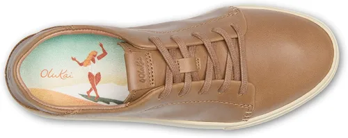 Vista 3 de OLUKAI Pehuea Li 'ili - Tenis de cuero para mujer, zapatos casuales para uso diario con tacón caído, suela de goma que no deja marcas, ajuste cómodo