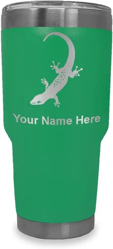 Vista 20 de LaserGram 20oz Vacuum Insulated Tumbler Mug, Gecko, Personalized Engraving Included (Black)