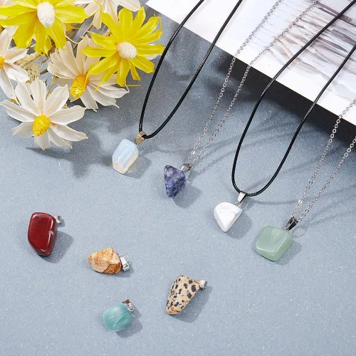 Vista 6 de SUNNYCLUE Colgantes de piedras preciosas naturales de cuentas de chakras curativas de forma irregular