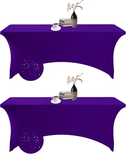 Vista 31 de Paquete de 2 fundas de mesa de elastano impermeables para mesas rectangulares, 6 pies, negras, elásticas, resistentes a manchas, para todas