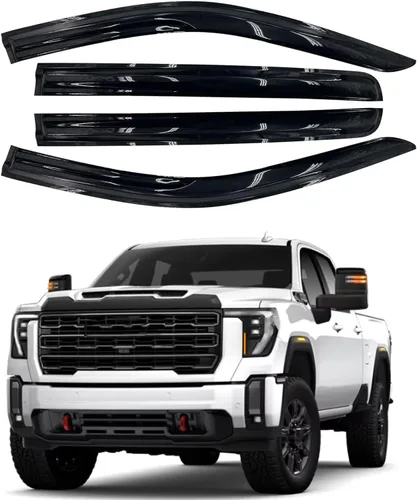 Vista 26 de Protector de lluvia Deflector de viento para montaje exterior, viseras de ventana con cinta compatible con Ford F-250 1999-2016 Super Duty