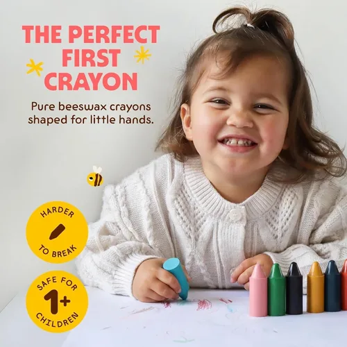 Vista 3 de Honeysticks - Ceras de cera de abejas 100 % pura (12 unidades) - Ceras no tóxicas para niños pequeños de 1 a 3 años, seguras para bebés a partir