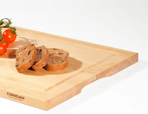 Vista 4 de CONSDAN Tabla de cortar de madera para cocina, 16 x 12, madera de abedul sólido, grano de borde, tabla de cortar, bloque de carnicero con ranura