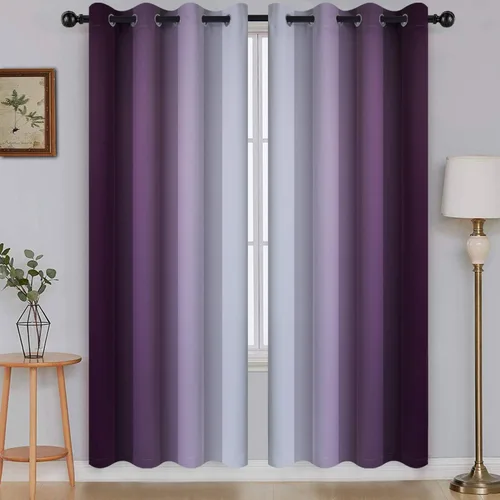 Vista 215 de SimpleHome Cortinas degradadas degradadas para oscurecer la habitación de 36 pulgadas de largo para dormitorio, con ojales y bloqueo de luz Negro