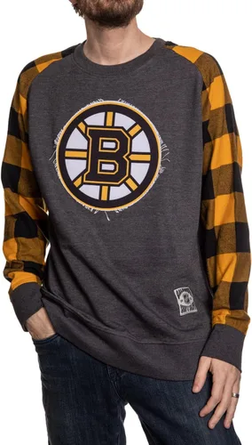 Vista 7 de Calhoun NHL Surf & Skate Buffalo Plaid Raglan con parche cosido deshilachado para hombre