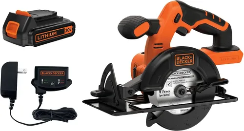Vista 3 de BLACK+DECKER Sierra circular inalámbrica de 20V MAX de 5-1/2 pulgadas con paquete de batería extra de iones de litio de 4-Ah (BDCCS20C y LB2X4020)