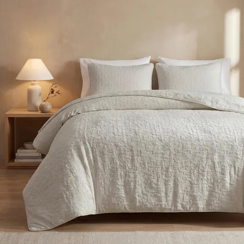 Vista 10 de HiEnd Accents Porto Matelassé - Juego de edredón de 3 piezas con fundas de almohada, tamaño Queen, algodón gris carbón texturizado, moderno