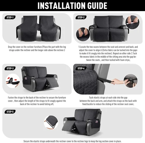 Vista 7 de TAOCOCO Funda reclinable 100% impermeable, antideslizante, lavable, con correas elásticas para las piernas, protector de muebles para perros