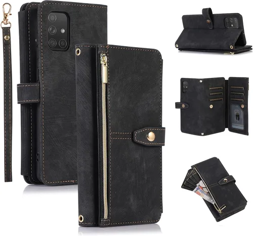 Vista 16 de UEEBAI Funda tipo cartera para Samsung Galaxy S20 FE 5G, Retro 9 ranuras para tarjetero, bolsillo con cremallera, cierre magnético, función atril