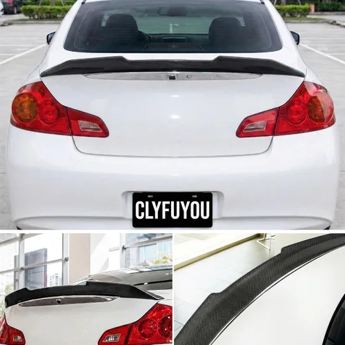 Vista 6 de Alerón estilo PSM de carbono real para Infiniti G35, G25, G37 Sedan de 4 puertas 2007-2015