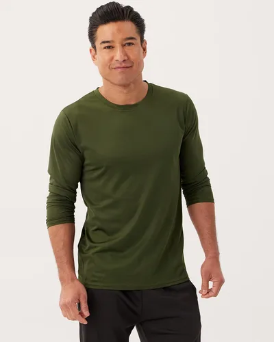 Vista 2 de Paquete de 3 camiseta de manga larga de malla que absorbe la humedad para hombre protección solar UV camiseta deportiva deportiva activa