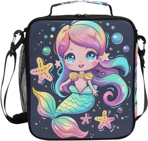Vista 22 de Lonchera con patrón de cuadros blancos y negros, bolsa de almuerzo aislada, bolsa de preparación para niños, correa de hombro congelable a001