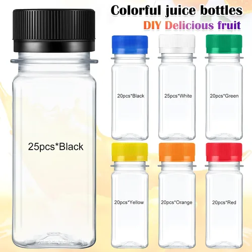Vista 4 de Sliner 150 botellas de plástico transparente de 2 onzas, mini botella de jugo con tapa de rosca, pequeño frasco de líquido vacío, reutilizable