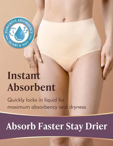 Vista 3 de AIRCUTE Ropa interior lavable para incontinencia urinaria para mujer, absorbente, sin costuras, cintura alta, protección contra fugas, paquete de 3
