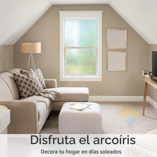 Vista 5 de HIDBEA Película 3D de privacidad para ventana, adhesivos decorativos de arcoíris, tinte de vinilo para control de calor, patrones de mosaico, 17.5 x
