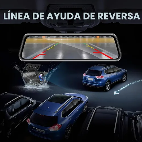Vista 4 de Cámara del espejo retrovisor 4K WiFi 10" espejo Dash Cam delantero