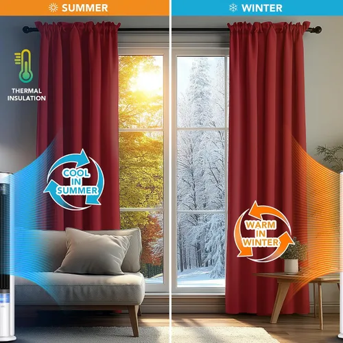 Vista 4 de Deconovo Cortinas Opacas de Navidad, Aislamiento Térmico con Bolsillo para Varilla, Reducción de Ruido, Certificado Oeko-TEX, Cortinas Oscurecedoras