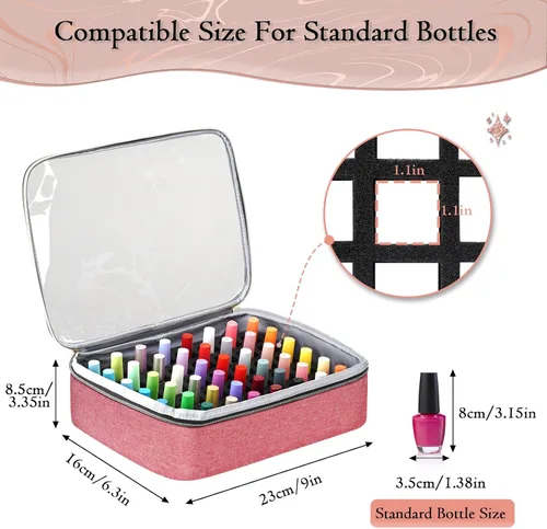 Vista 4 de YOREPEK XL - Estuche organizador de esmalte de uñas para 96 a 100 botellas Rosa-96bottles