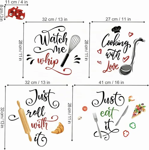 Vista 4 de wondever Calcomanías de pared de cocina con citas y utensilios de cocina